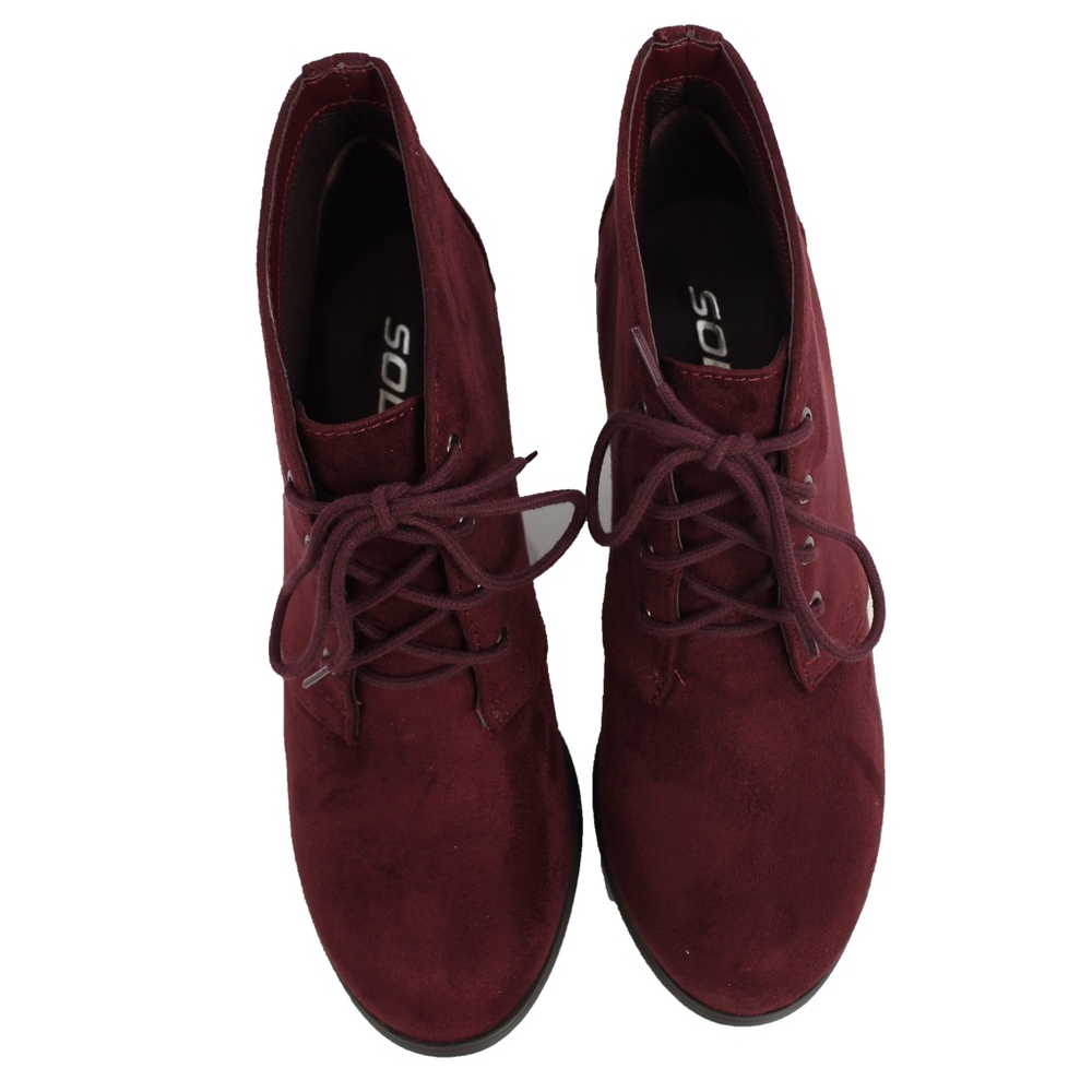 Vino Faux Suede Lace Up Stacked Heel Ankle Boot - Picture 3 of 8